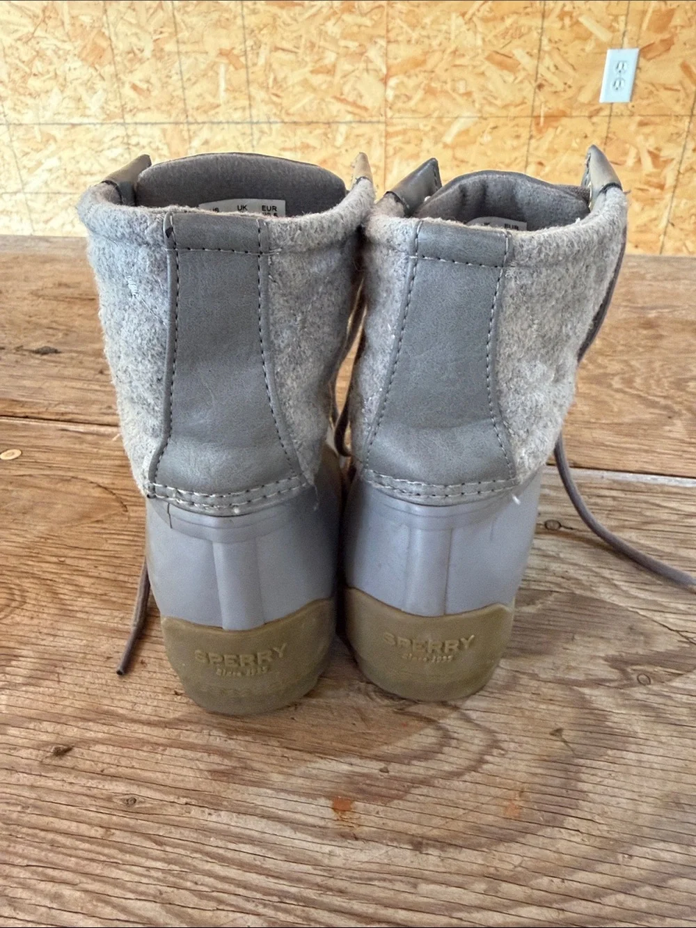 Sperry Light Taupe Lace-Up Duck Boots